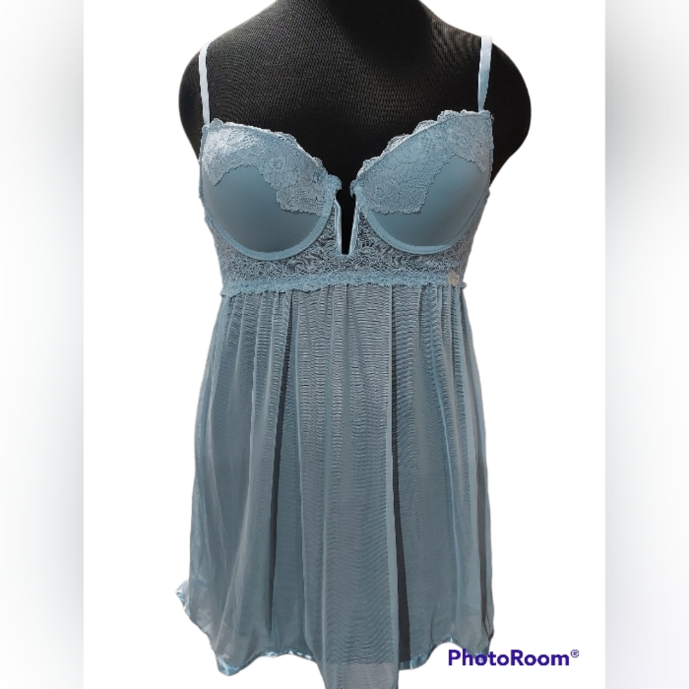 Jessica Simpson Light Blue Lingerie Teddy
